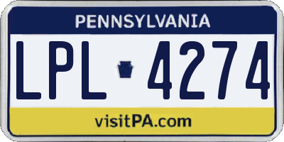 PA license plate LPL4274