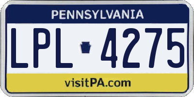 PA license plate LPL4275