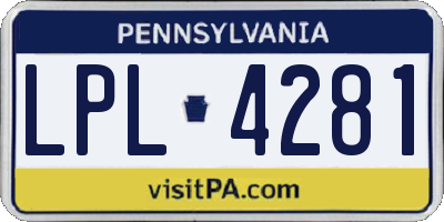 PA license plate LPL4281