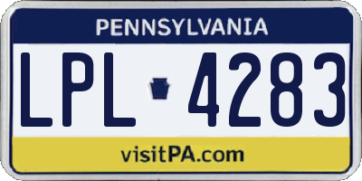 PA license plate LPL4283