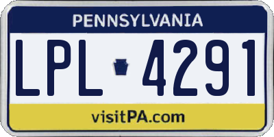 PA license plate LPL4291