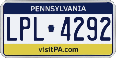 PA license plate LPL4292
