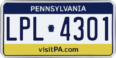 PA license plate LPL4301