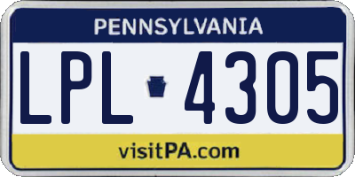 PA license plate LPL4305