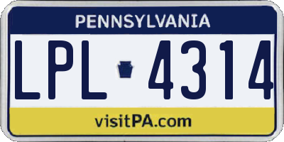 PA license plate LPL4314