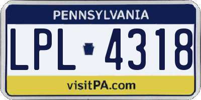 PA license plate LPL4318