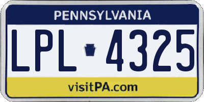 PA license plate LPL4325
