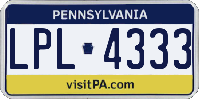 PA license plate LPL4333
