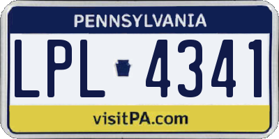 PA license plate LPL4341