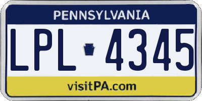 PA license plate LPL4345