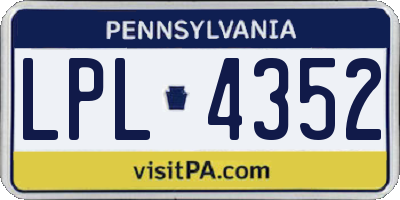 PA license plate LPL4352