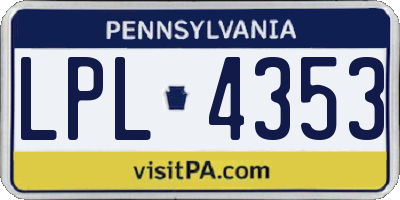 PA license plate LPL4353