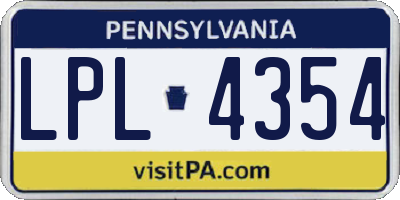 PA license plate LPL4354