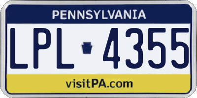 PA license plate LPL4355