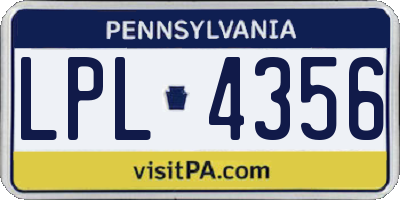 PA license plate LPL4356