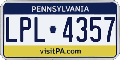 PA license plate LPL4357