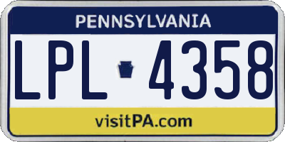PA license plate LPL4358