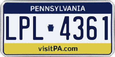 PA license plate LPL4361