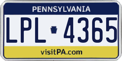 PA license plate LPL4365