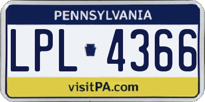 PA license plate LPL4366