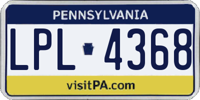 PA license plate LPL4368