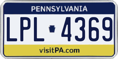 PA license plate LPL4369