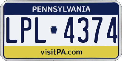 PA license plate LPL4374