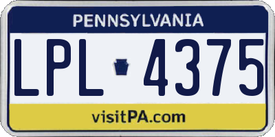 PA license plate LPL4375