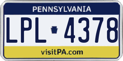 PA license plate LPL4378
