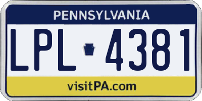 PA license plate LPL4381