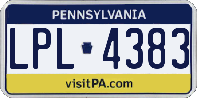PA license plate LPL4383