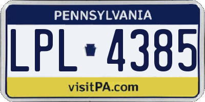 PA license plate LPL4385