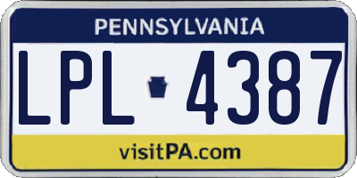 PA license plate LPL4387