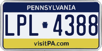 PA license plate LPL4388