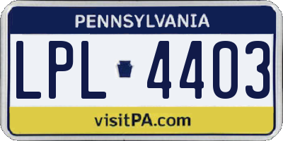 PA license plate LPL4403