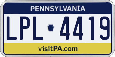 PA license plate LPL4419