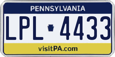 PA license plate LPL4433