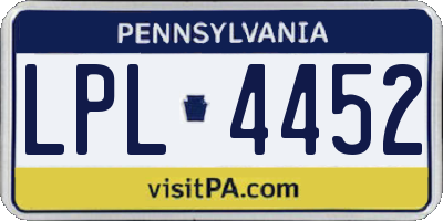 PA license plate LPL4452