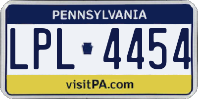 PA license plate LPL4454