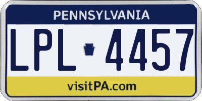 PA license plate LPL4457