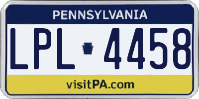 PA license plate LPL4458