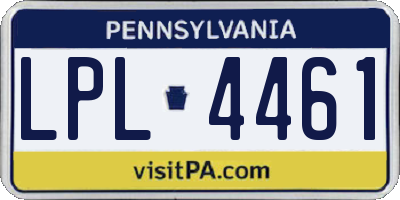 PA license plate LPL4461