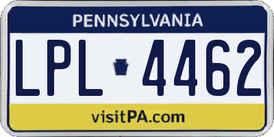 PA license plate LPL4462
