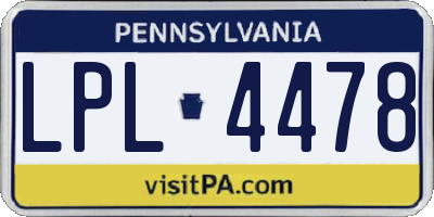 PA license plate LPL4478