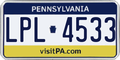 PA license plate LPL4533