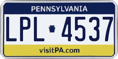 PA license plate LPL4537