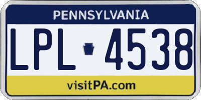PA license plate LPL4538
