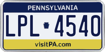 PA license plate LPL4540