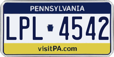 PA license plate LPL4542