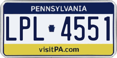 PA license plate LPL4551
